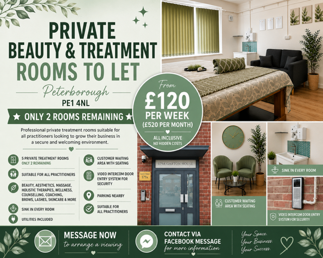 Beauty / Treatment Rooms To Rent in Peterborough