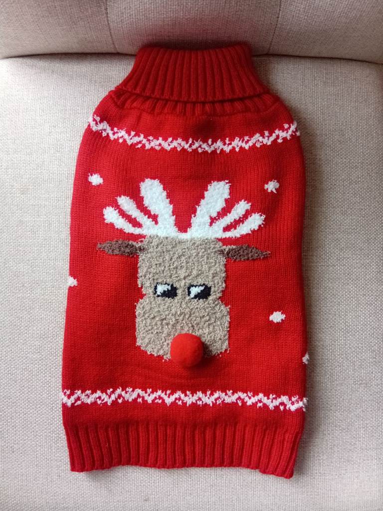 Happy Pet Festive Red Christmas Jumper for Dogs with Reindeer Design