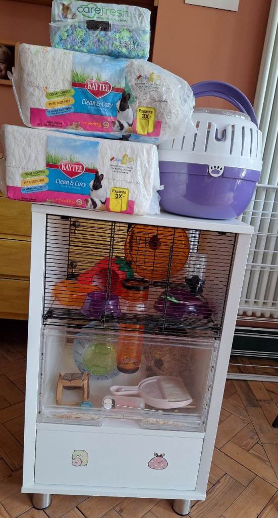 Omlet gerbil / hamster cage, carry cage, bedding & toys