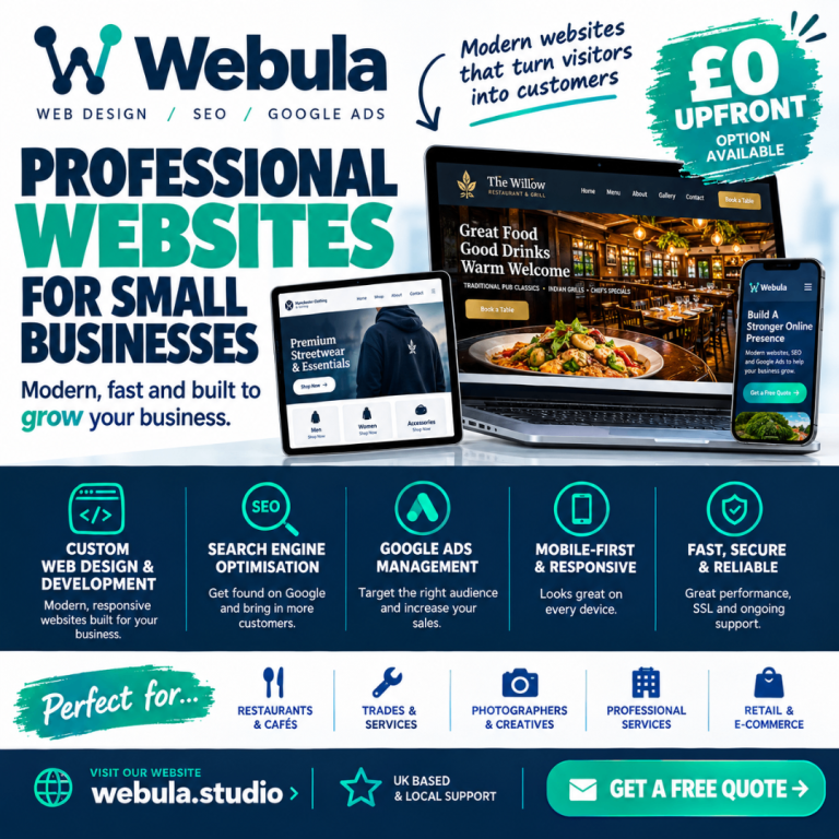 Professional Websites for All Businesses ➜ £0 Upfront - Web Design, SEO, Google Ads, App 