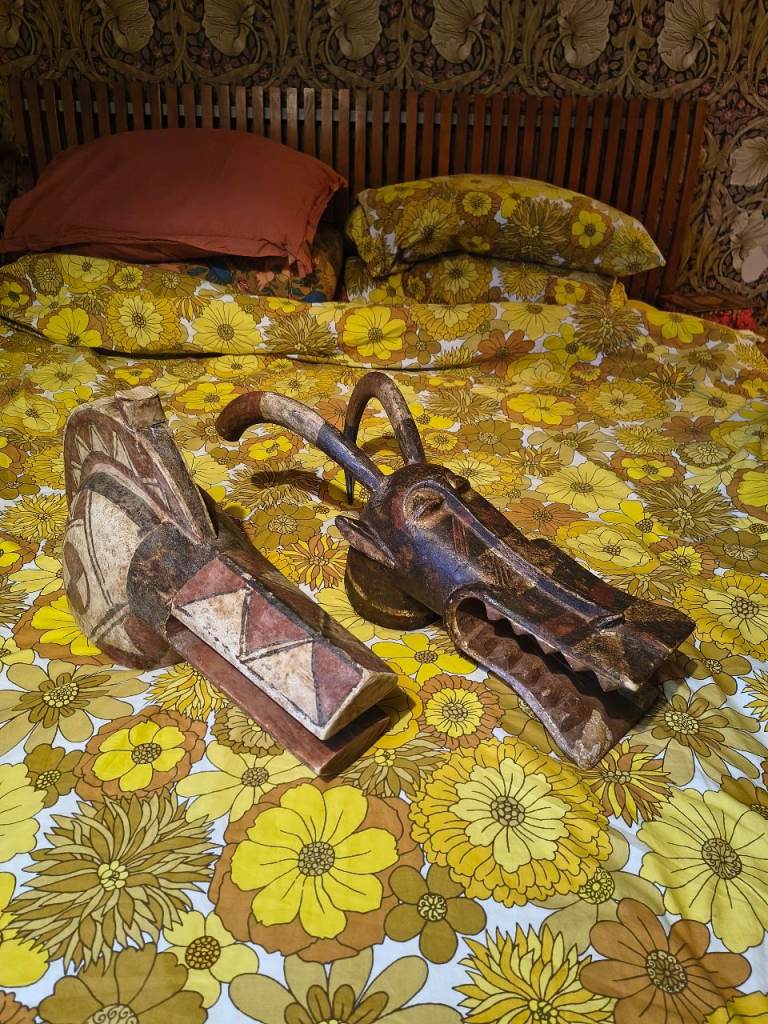 Antique Moroccan wooden head sculptures 