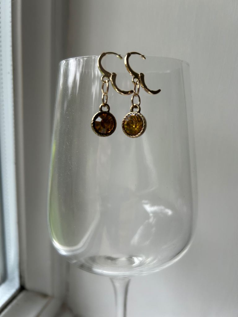 Yellow gold crystal beaded earrings 