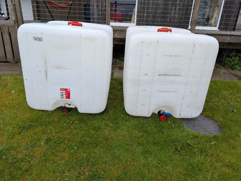 1m3 IBC's, 2 off, with valves and caps, good condition, can help with local delivery