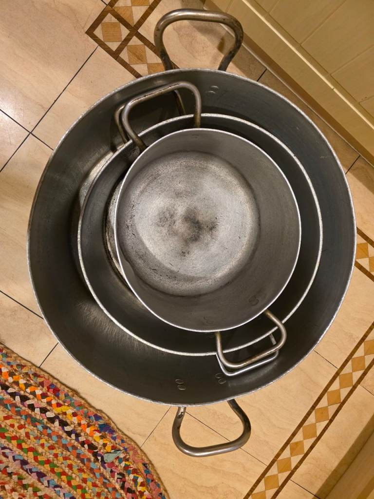 Heavy Duty Aluminium Pots for Restaurant or Home Cooking - Large, Medium & Small Pots