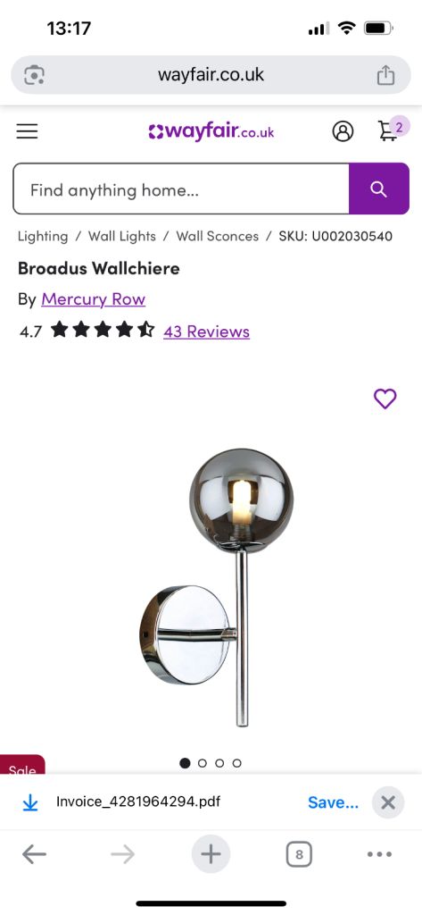 Chrome wall lights