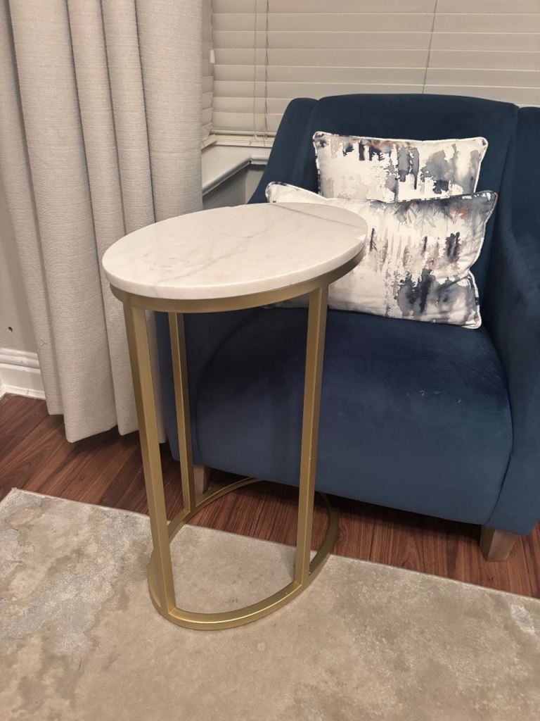 Sofa side table - solid marble top 