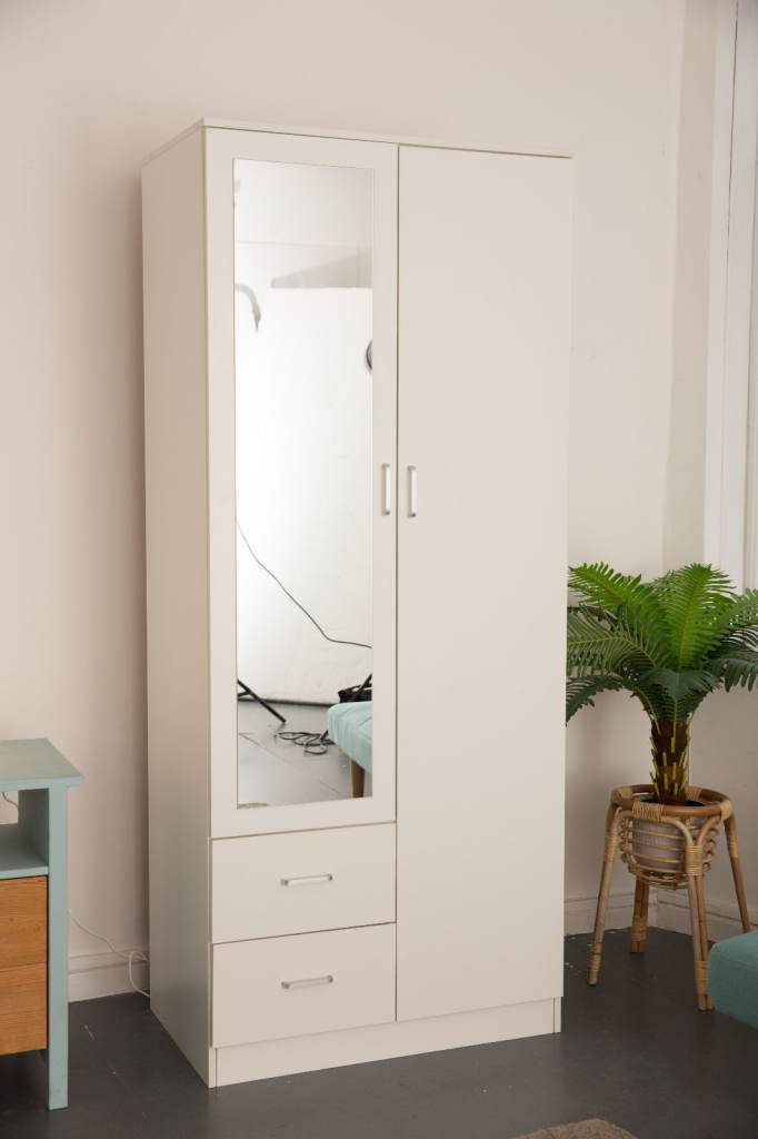 ✅ New 2 Door Wardrobe with Mirror & Drawers – Delivery Available