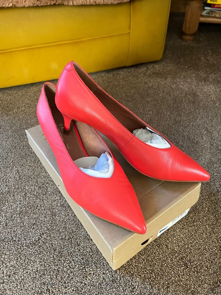 Beautiful Red Leather Next Kitten Heels