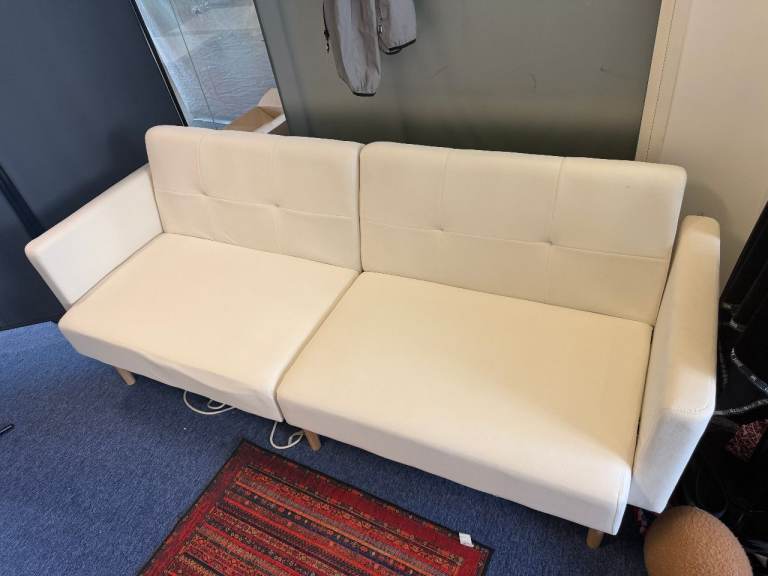 Beige microfibre sofa bed
