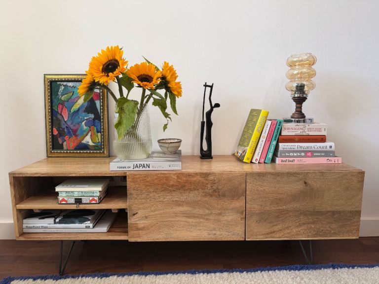 Swoon Solid Mango Wood Sideboard 140cm Hairpin Legs Cable Hole | TV Media Unit