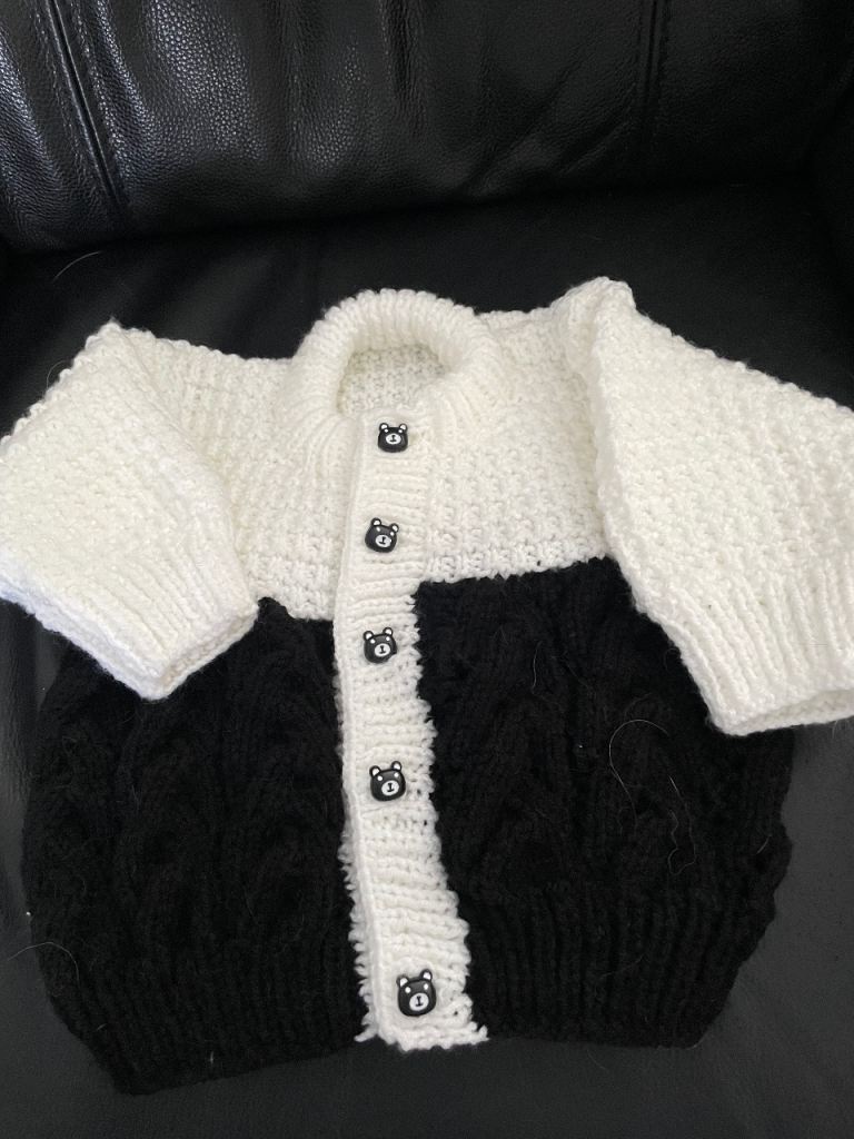 hand knitted aran cardigan 1-2 yrs 