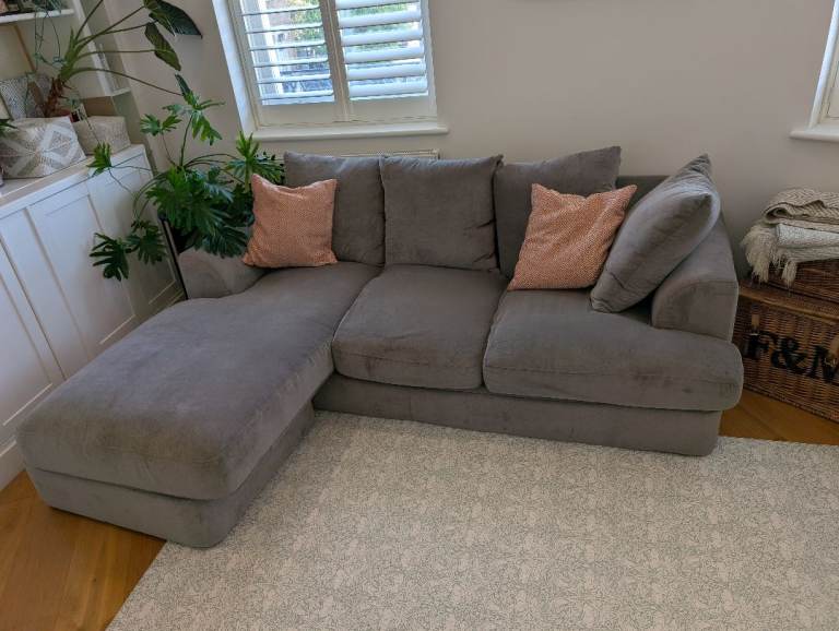 Grey Corner Sofa with Chaise – Good Condition