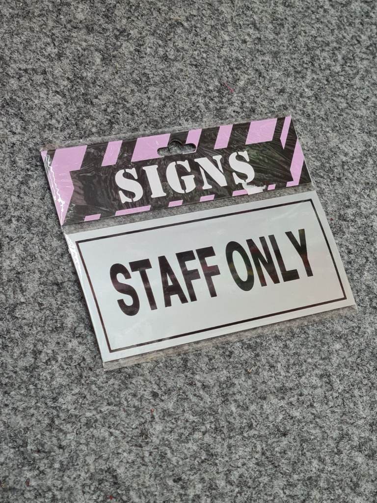 Staff Only Door Sign Plaque – Black & White