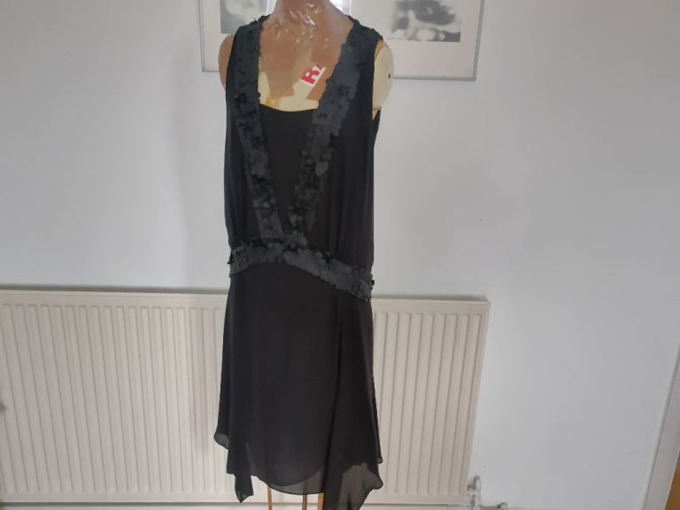 Vintage 00's WHISTLES Silk Flapper Style Dress. Ex Cond. UK 10. EU 38 