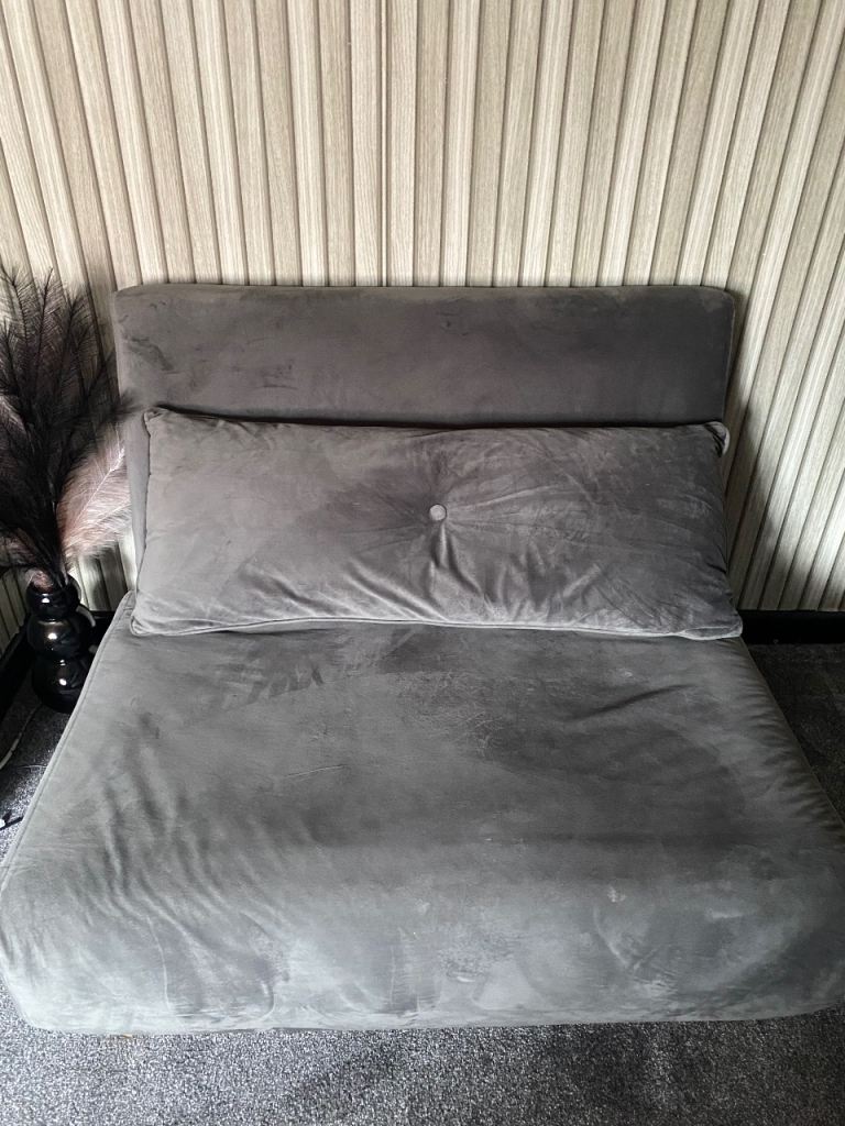Comfy Grey Fabric Small Double Sofa Bed - Like New Condition