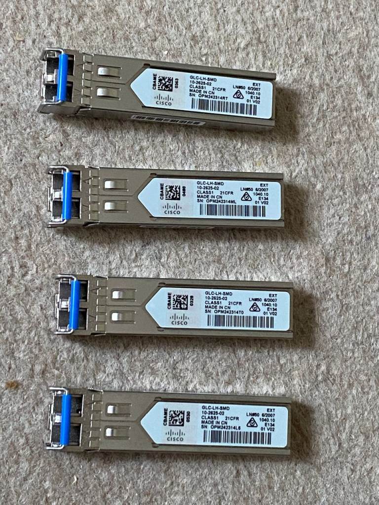Cisco GLC-LH-SMD 1G Gigabit SFP Fibre Transceiver Modules (Set of 4)