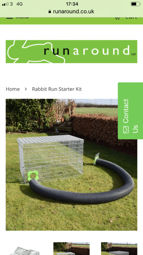 Rabbit runs and pen