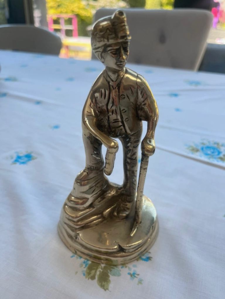 Vintage solid brass figure miner with pick