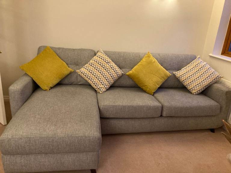John Lewis Barbican Chaise Sofa Bed with Storage in Grey Tweed