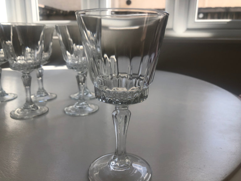 6 Cut Glass Wine Glasses