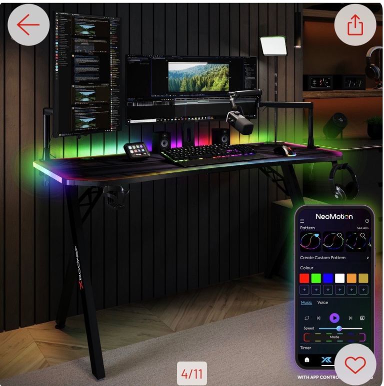 image for X Rocker Lumio RGB Gaming Desk with App Control - BRAND NEW IN BOX! 