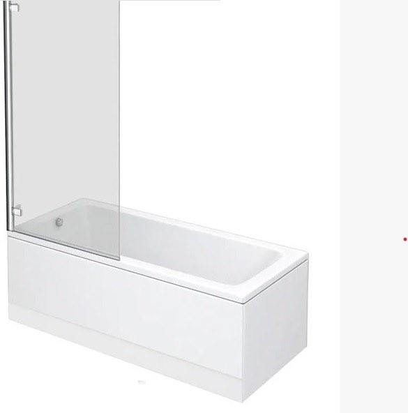 New White 1700x750mm Bath Tub with Shower Screen