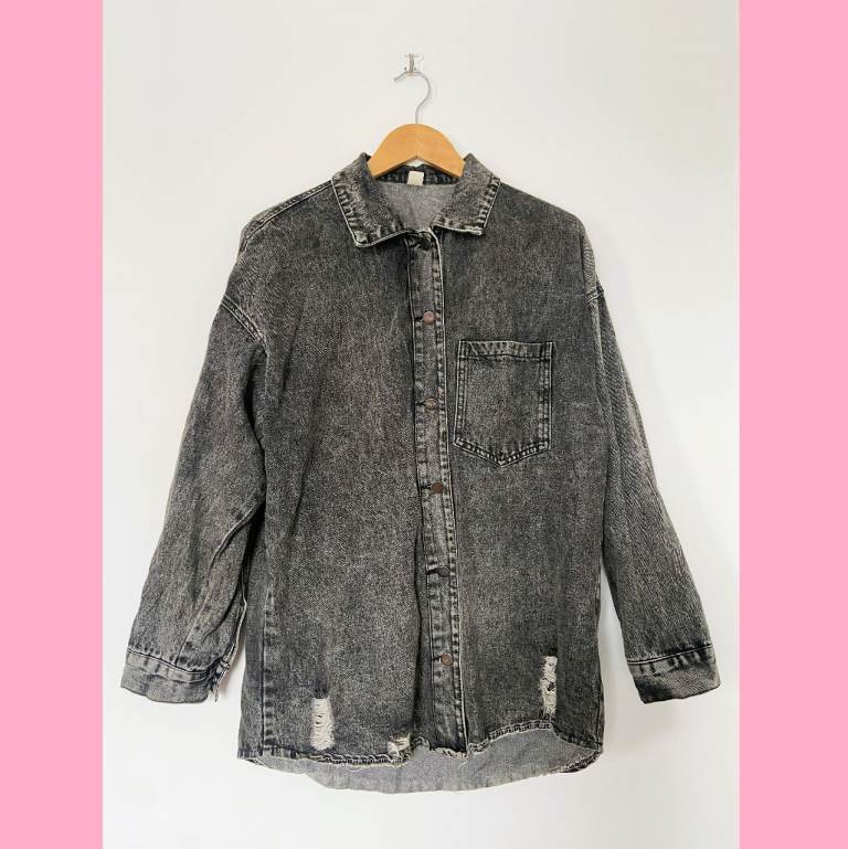 Black/dark grey denim shirt - UK S