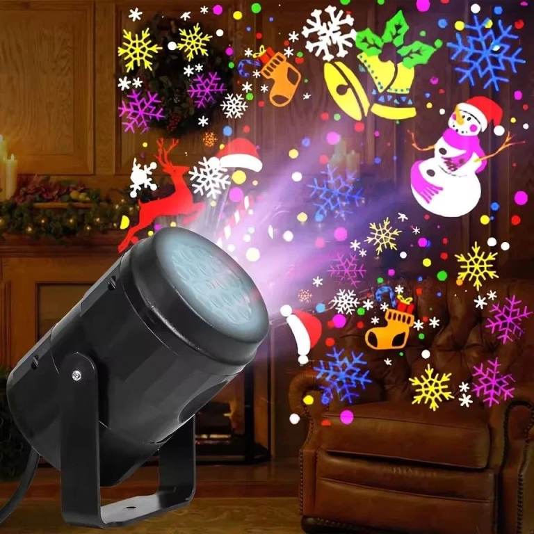 LED  Projector Auto Rotate Patterns  _Electric Festive Lights +6 Slides 