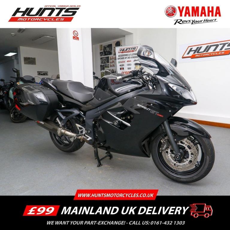 2012, '12 reg. Triumph Sprint GT 1050 ABS. R&G Protectors, Scorpion Pipe. £3,995