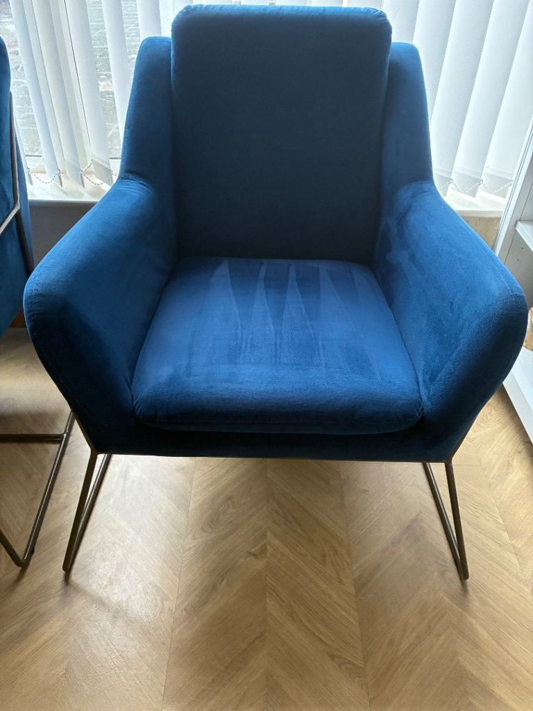 2 Next occasional navy velvet chairs 