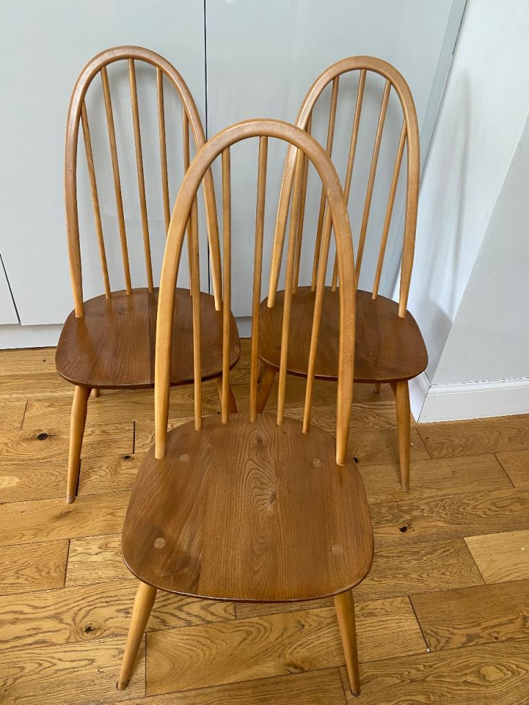 Set of 3 Ercol Quaker Chairs – Good Condition