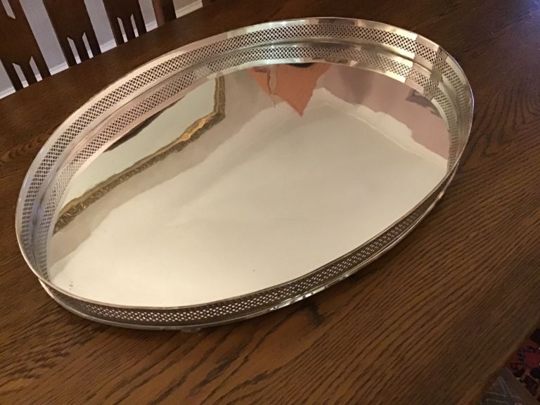 Vintage galloried silver plate tray