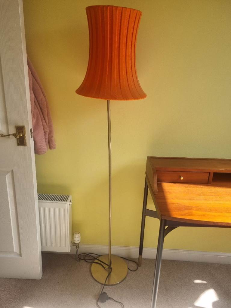 Free Vintage Orange Floor Lamp with Pleated Shade – Good Condition