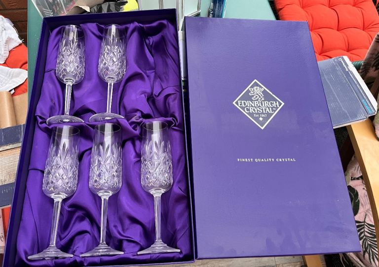 5 Edinburgh Crystal champagne flutes
