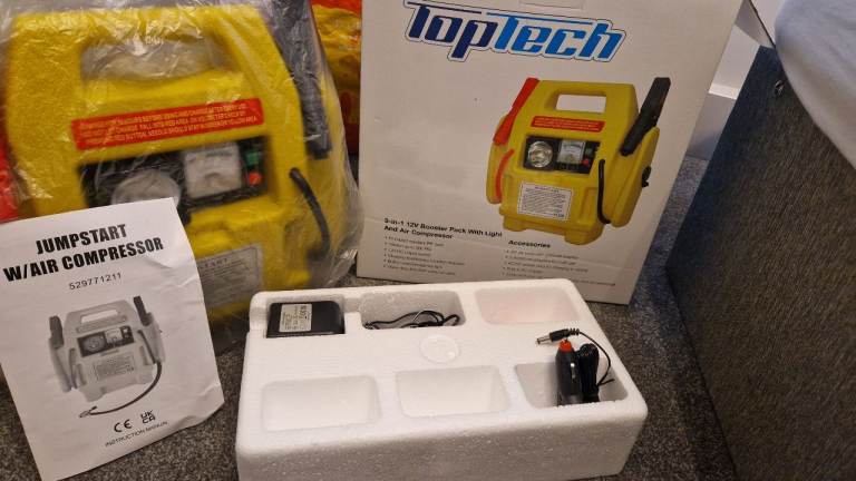 3 in 1 Booster pack W/Air Compressor, 12v Socket