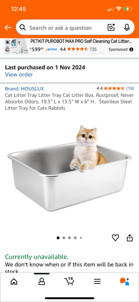 Stainless steel cat litter tray