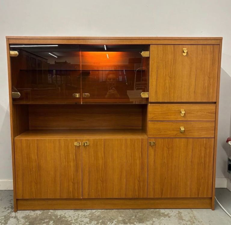 Mid Century Display Cabinet Sideboard Glazed Cabinet Storage Vintage