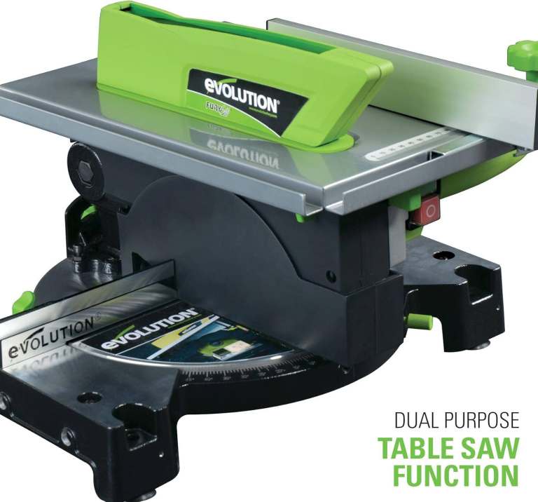 image for Evolution Power Tools 067-0001 FURY6 210 mm TCT Multipurpose Table/Mitre Saw,Silver/Green