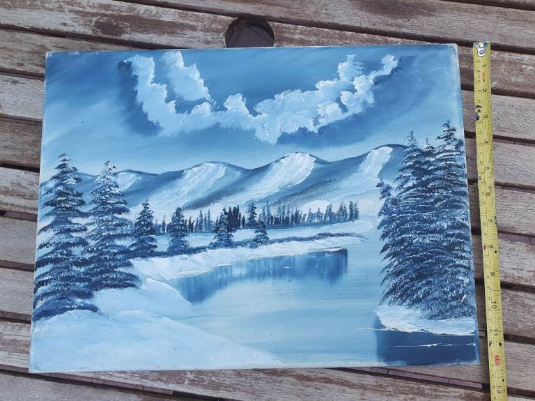 Lovely Winter Mountain Landscape Painting on Canvas