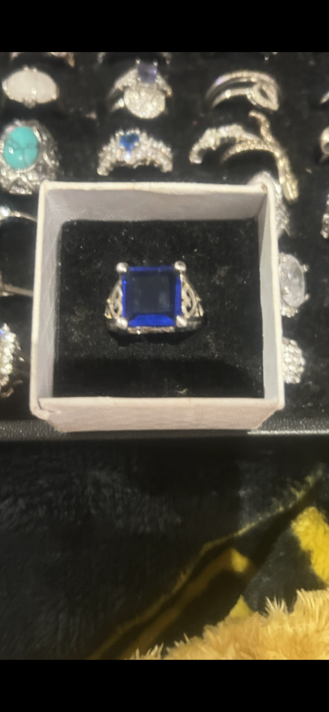 Silver blue stone ring 