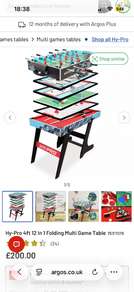 Hy-Pro 4ft 12 In 1 Folding Multi Game Table