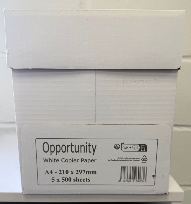 A4 White Copier Paper - 5 reams, 500 sheets each