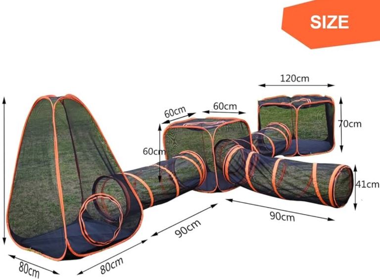 6 in 1 Pet Cat and Dog Tunnel Tent Foldable Pet Tent Outdoor Pop Up Pet Playpen
