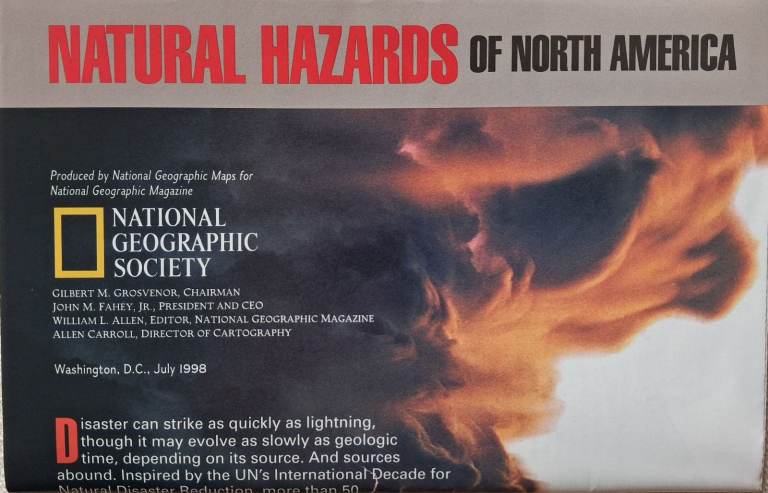 National Geographic Society Map: Natural Hazards of North America - 1998