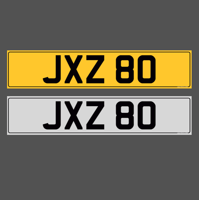 JXZ 80 - Dateless Cherished Registration Number Plate