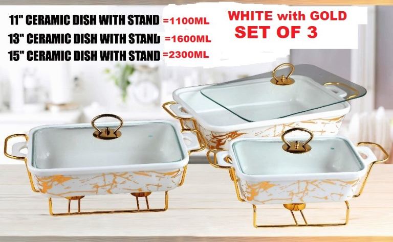 Christmas dinner serving marble chafing food warmer porcelain - x3 set