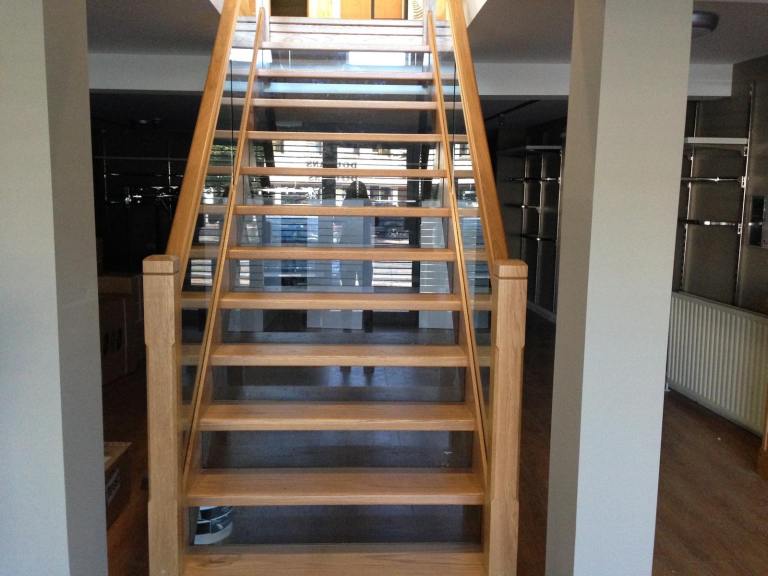 Solid oak glass staircase