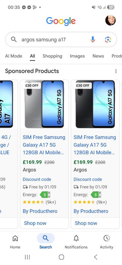 NEW Samsung Galaxy A17 5G 128GB - SIM Free, Silver