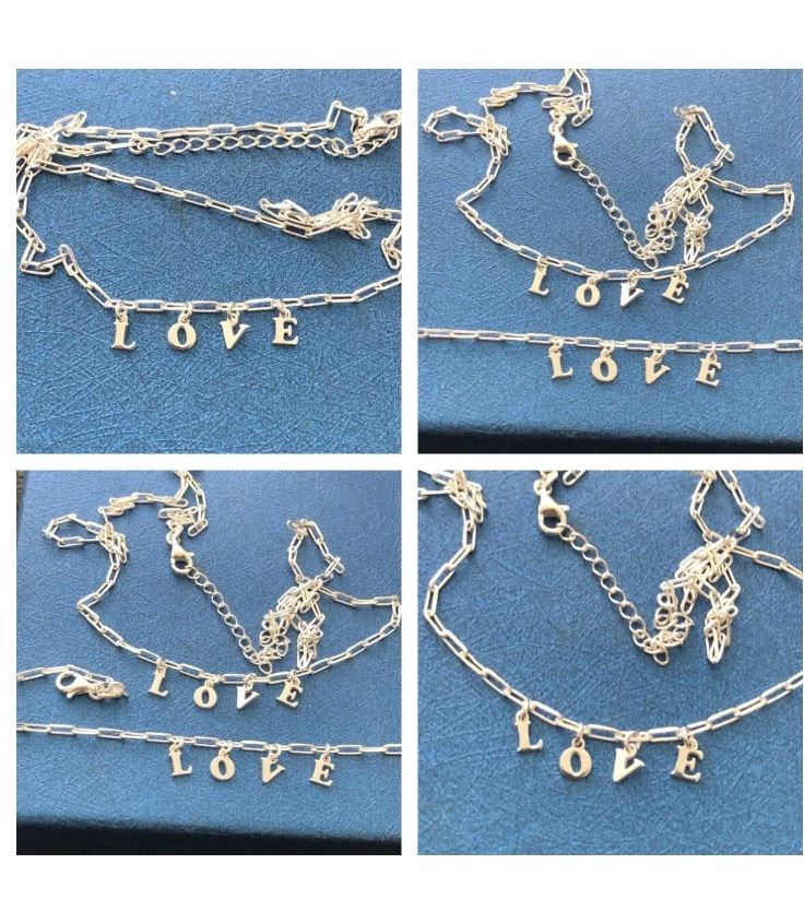 Necklace chain bracelet set Belcha love letter silver 925 new 