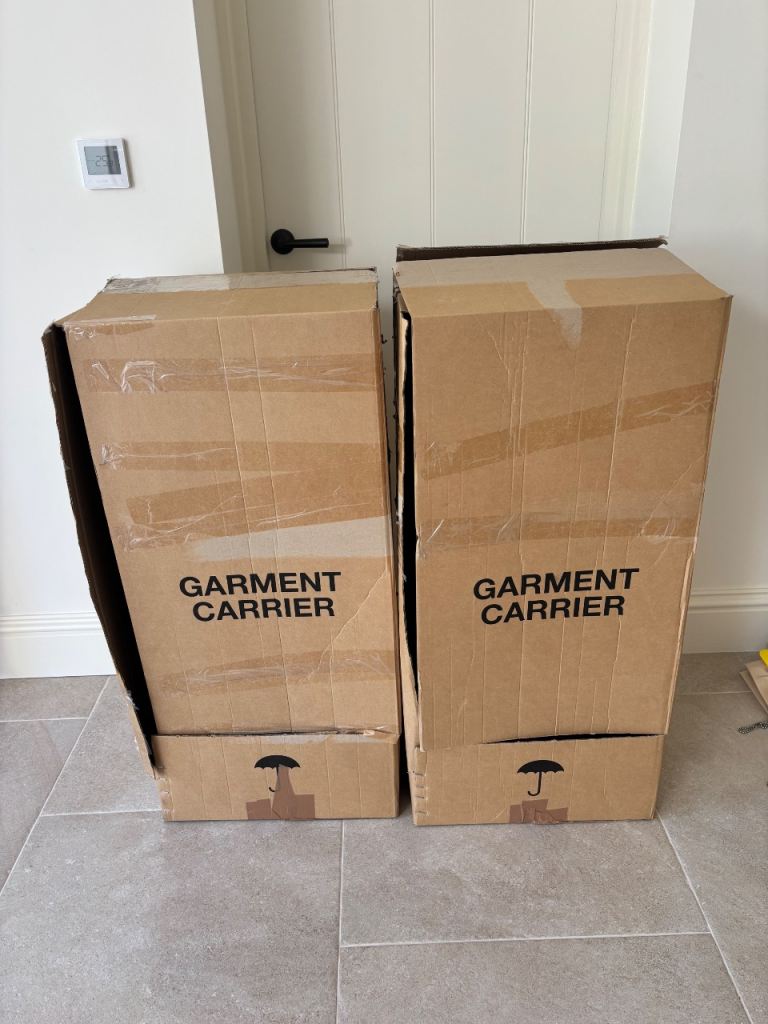 2 x Wardrobe / Garment Carrier Boxes – Moving House / Storage